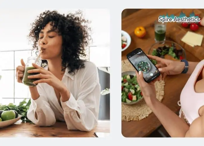 Image of woman looking into her diet and fat freezing Boston to improve her health